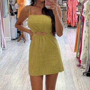 Lime Green Cutout Mini Dress